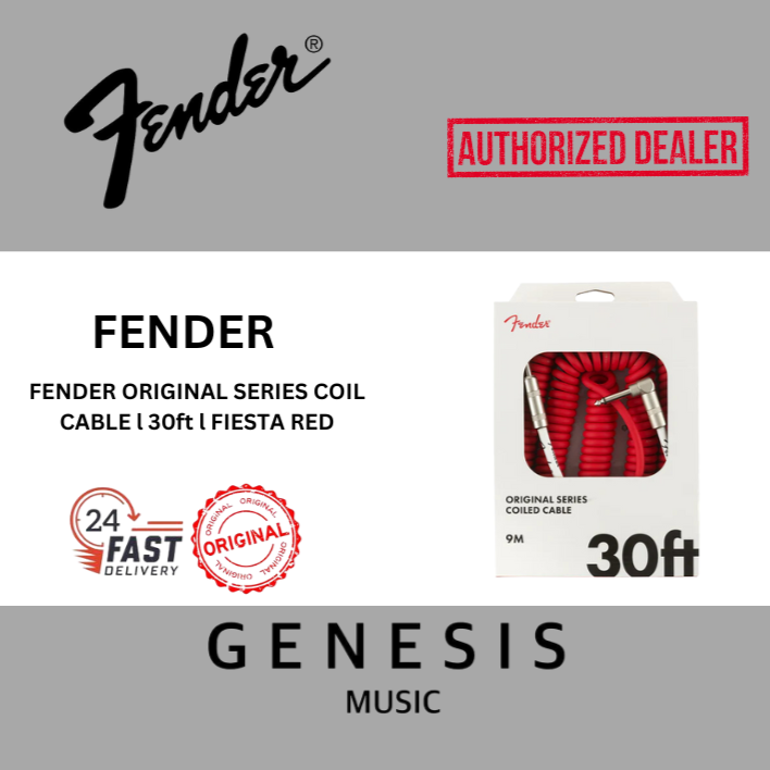 FENDER ORIGINAL SERIES COIL CABLE l 30ft l FIESTA RED