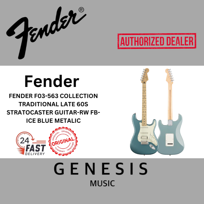 Fender F03-563, FSR Collection Traditional Late 60s Stratocaster Guitar-RW FB, Ice Blue Metallic