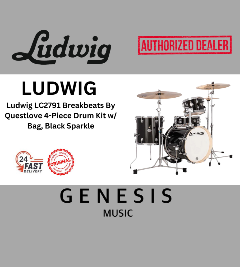 LUDWIG LC2791 BREAKBEATS BY QUESTLOVE 4-PIECE DRUM KIT W/BAG | BLACK SPARKLE