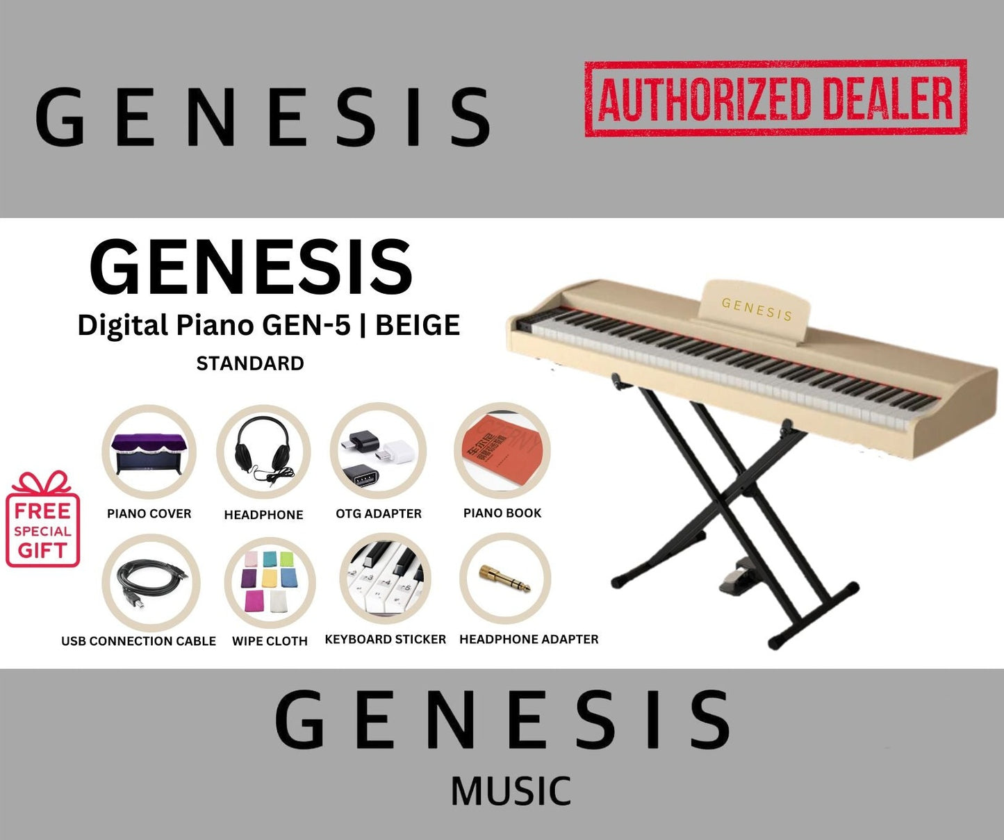 GENESIS DIGITAL PIANO-GEN 5 | BEIGE