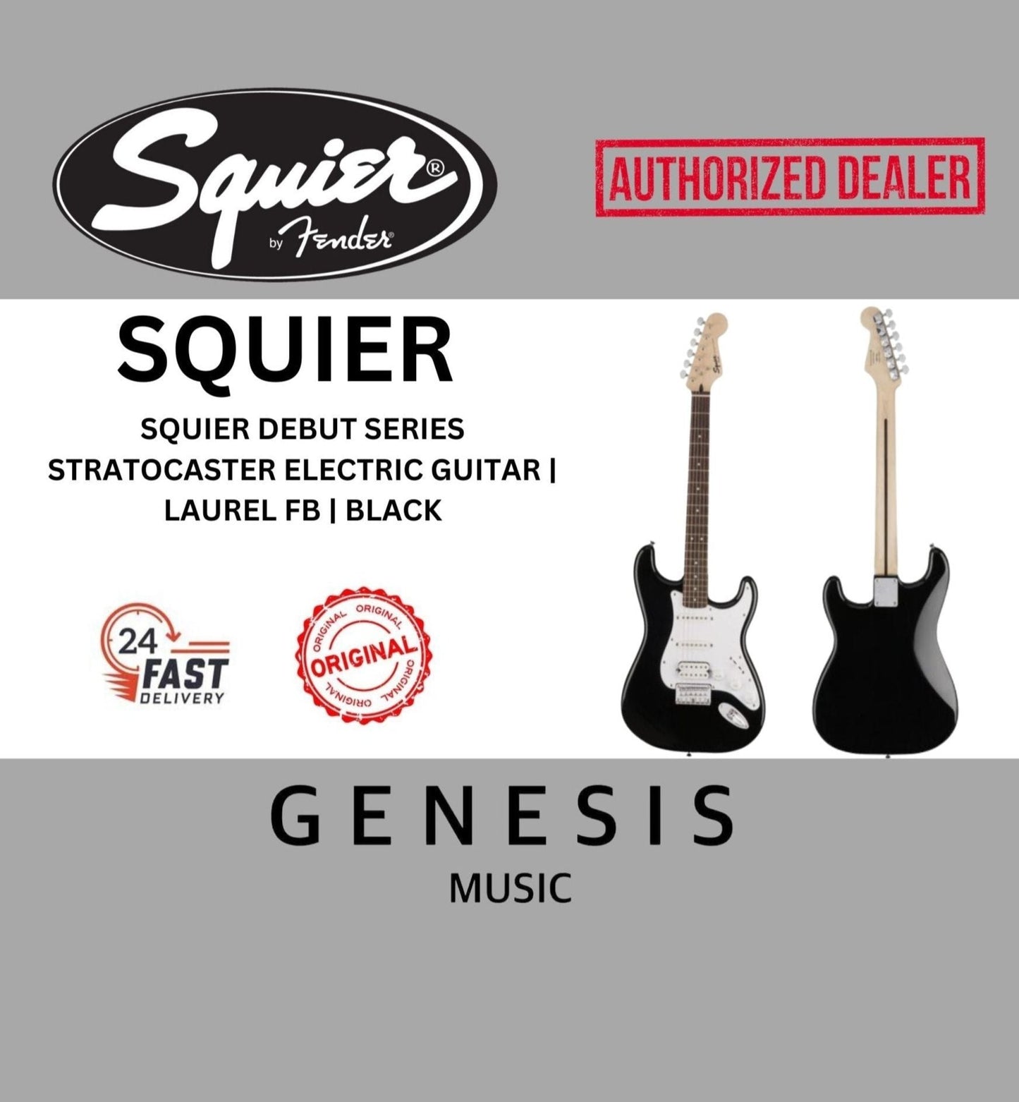 SQUIER DEBUT SERIES STRATOCASTER ELECTRIC GUITAR | LAUREL FB | BLACK