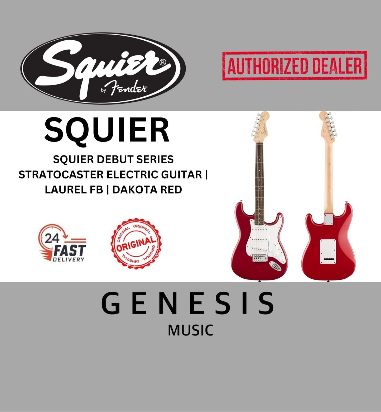 SQUIER DEBUT SERIES STRATOCASTER ELECTRIC GUITAR | LAUREL FB | DAKOTA RED