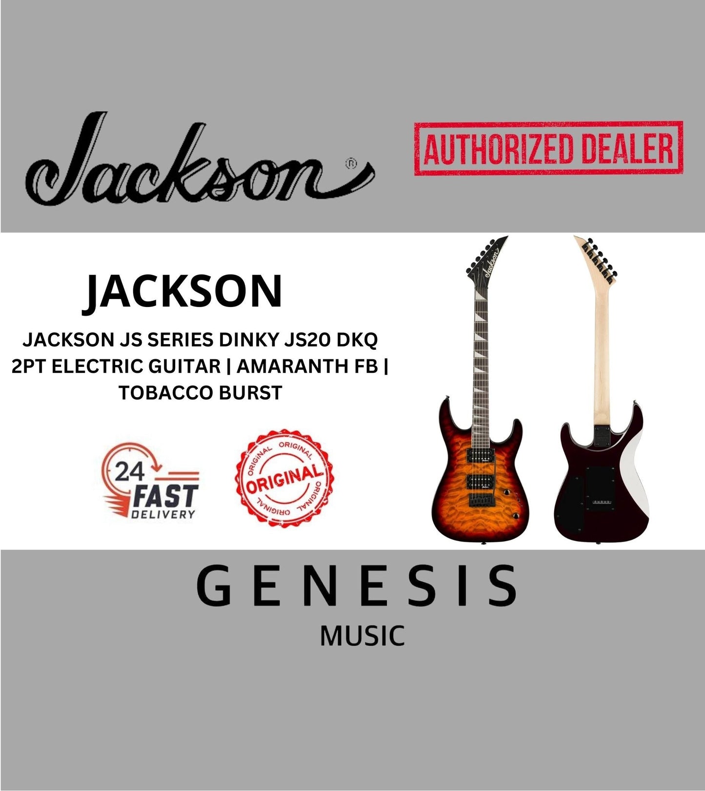 JACKSON JS SERIES DINKY JS20 DKQ 2PT ELECTRIC GUITAR | AMARANTH FB | TOBACCO BURST