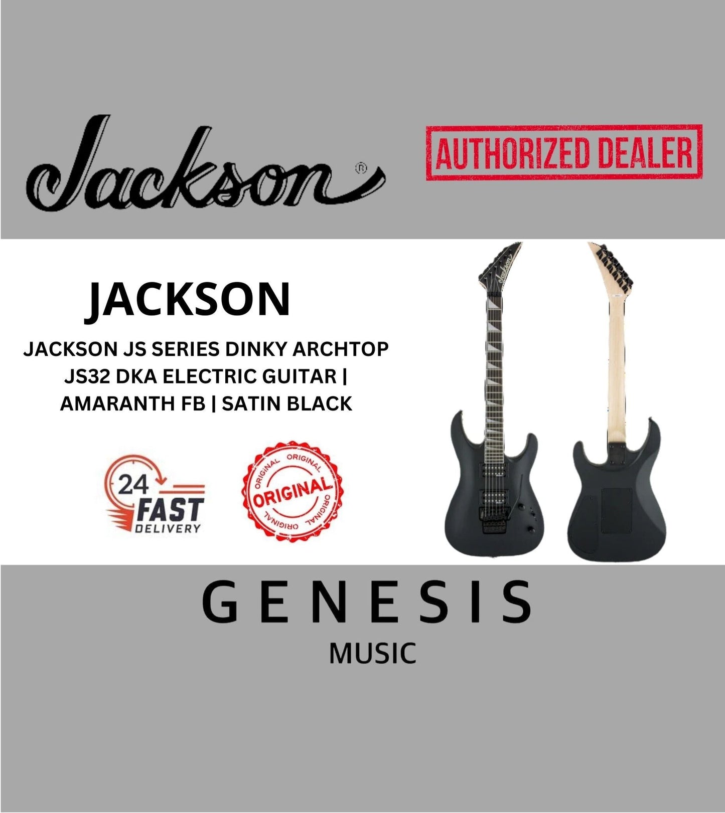 JACKSON JS SERIES DINKY ARCHTOP JS32 DKA ELECTRIC GUITAR | AMARANTH FB | SATIN BLACK