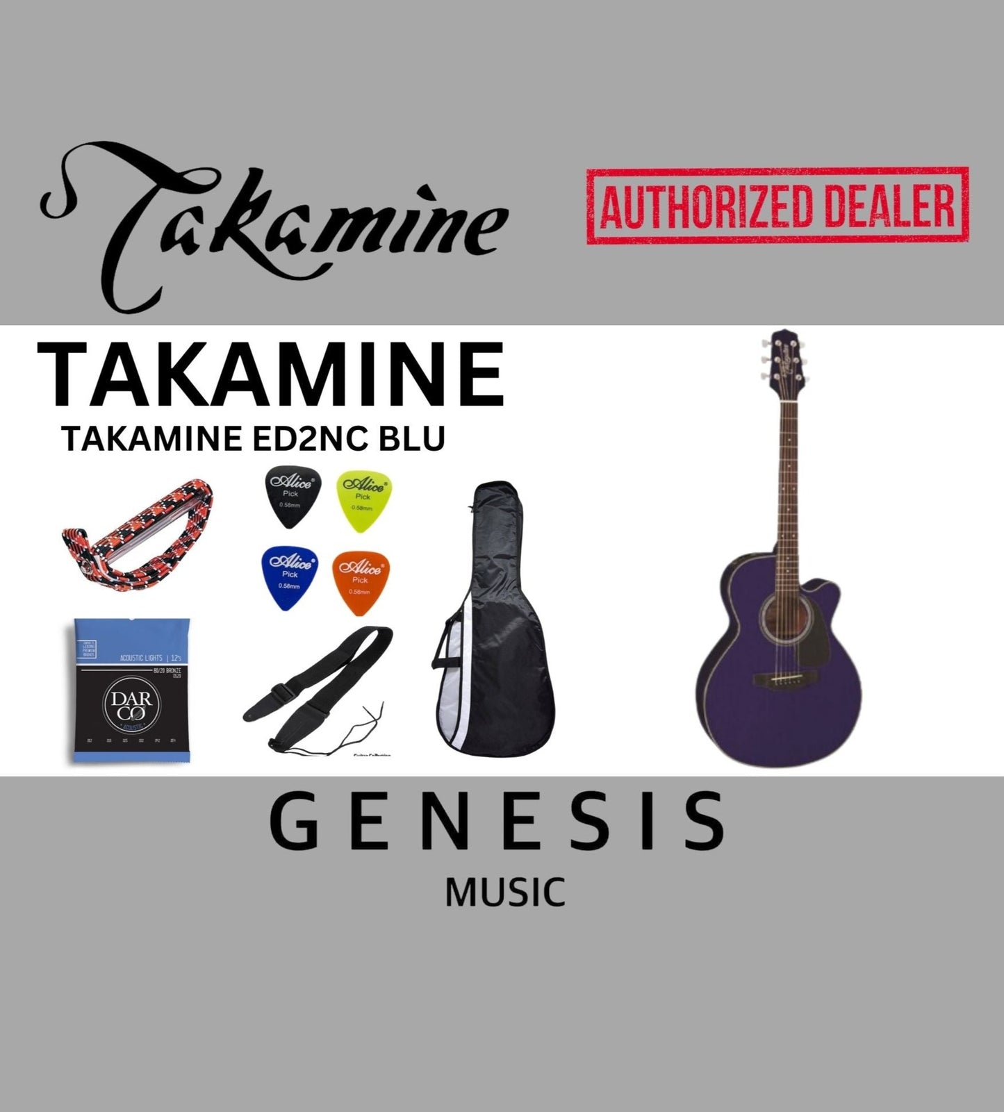 TAKAMINE ED2NC BLU | NEX CUTAWAY ACOUSTIC-ELECTRIC GUITAR | SPRUCE TOP, MAHOGANY B&S | TP-4T