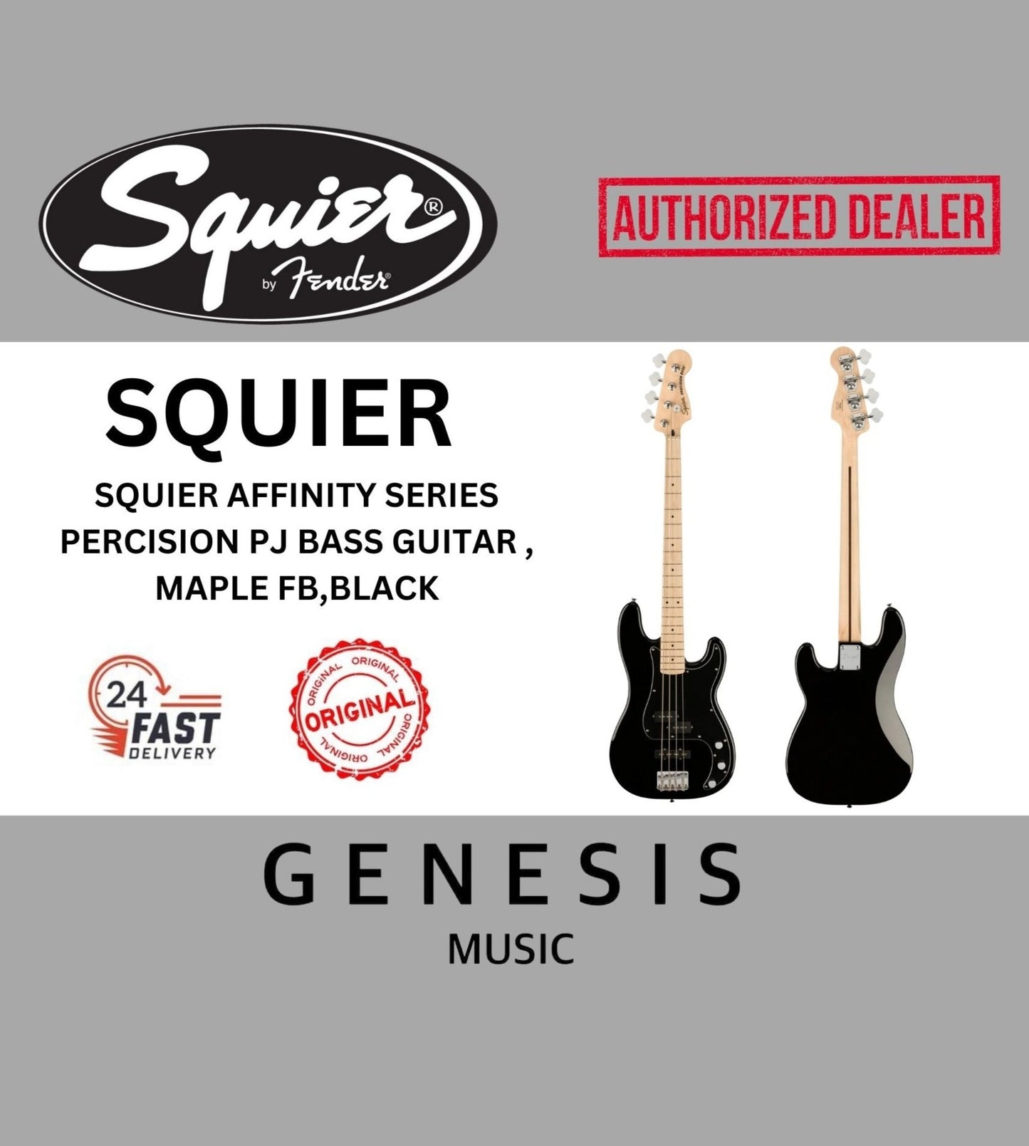 SQUIER AFFINITY SERIES PERCISION PJ BASS GUITAR , MAPLE FB,BLACK