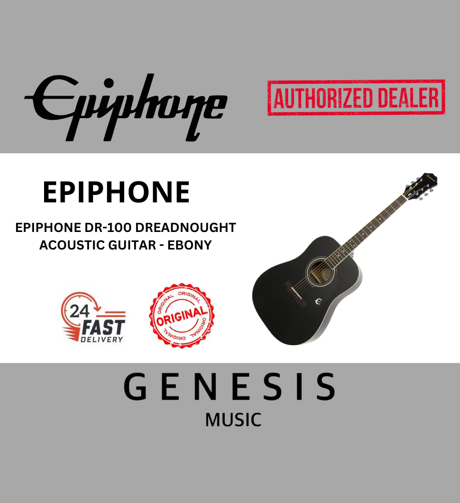 EPIPHONE DR-100 DREADNOUGHT ACOUSTIC GUITAR - EBONY