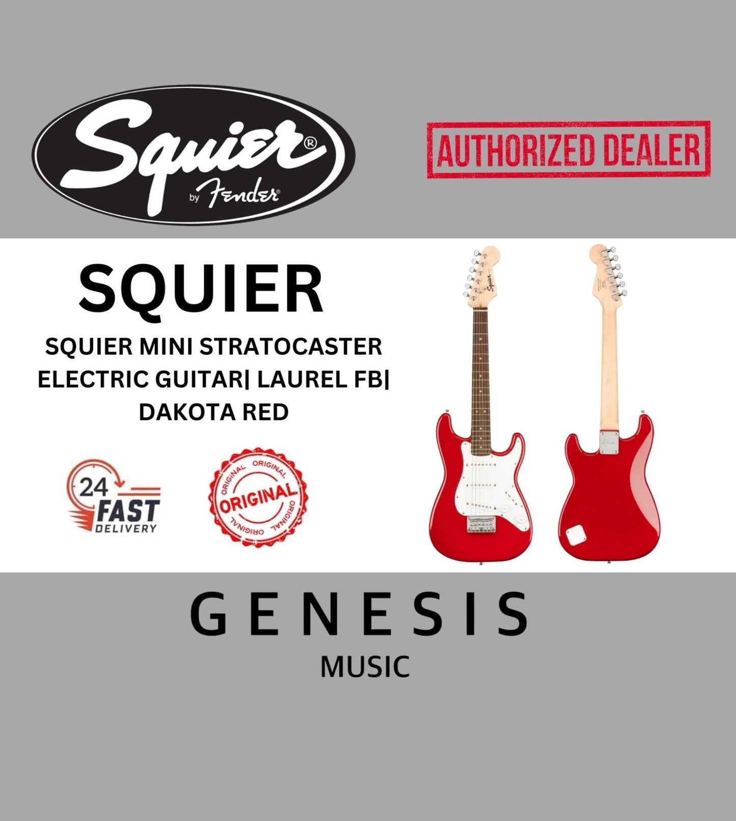 SQUIER MINI STRATOCASTER ELECTRIC GUITAR| LAUREL FB| DAKOTA RED