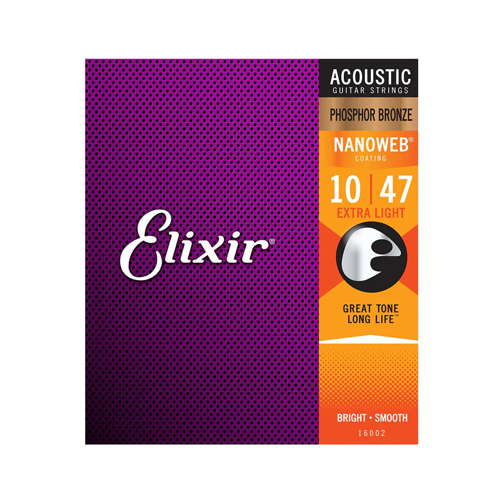 ELIXIR 16002 NANOWEB | PHOSPHOR BRONZE | ACOUSTIC GUITAR STRINGS | 10-47