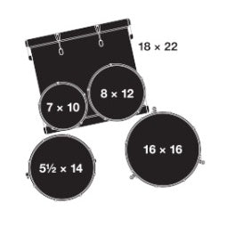 GRETSCH CS1-E625-BS CATALINA SPECIAL EDITION 5-PIECE DRUM SHELL KIT(22 INCH BASS)| EBONY SATIN