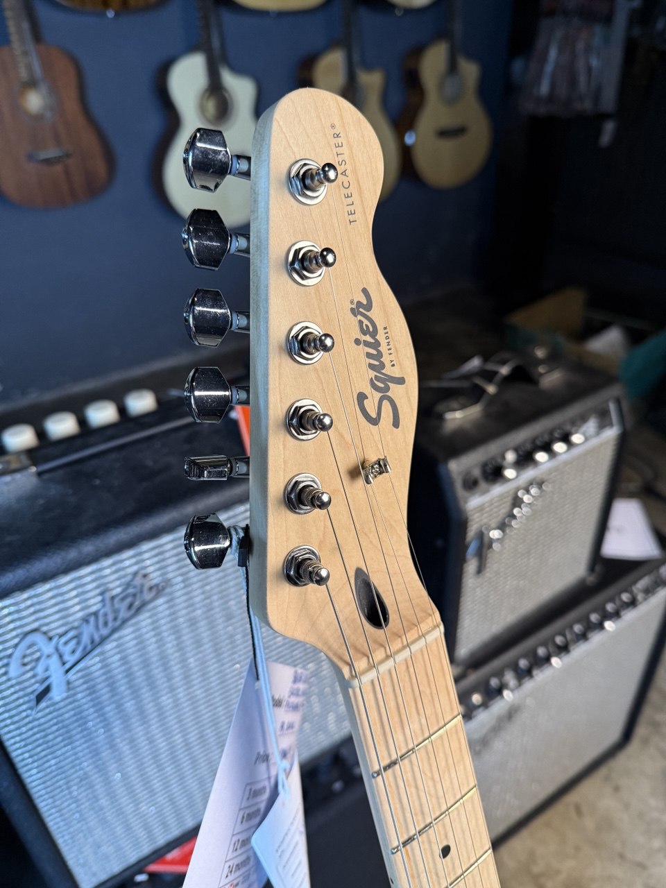 Squier FSR Sonic Mustang HH Electric Guitar w/White Pickguard, Maple FB, Sonic Blue