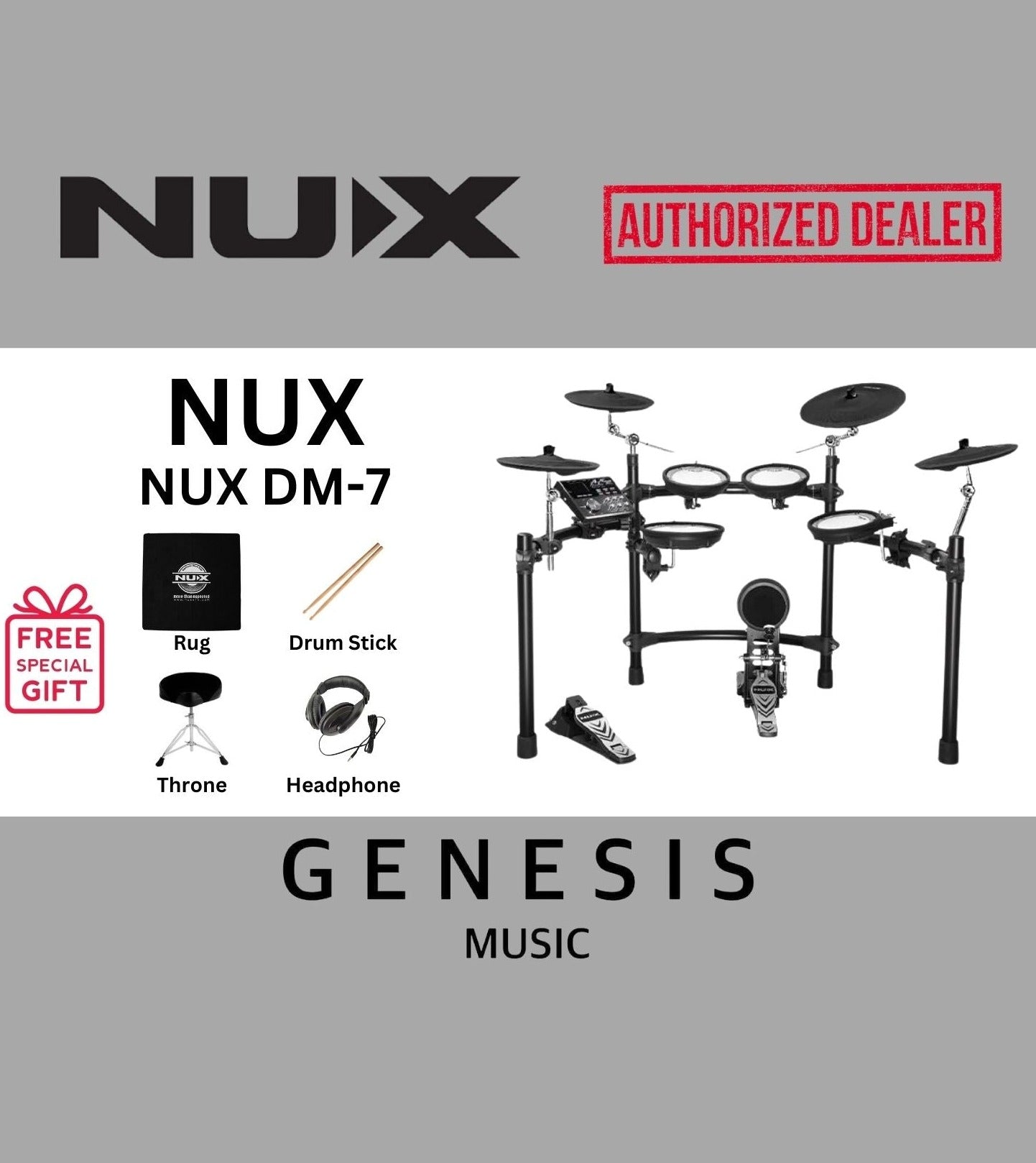 NUX-DM-7 5-PIECE DIGITAL ELECTRONIC DRUM SET