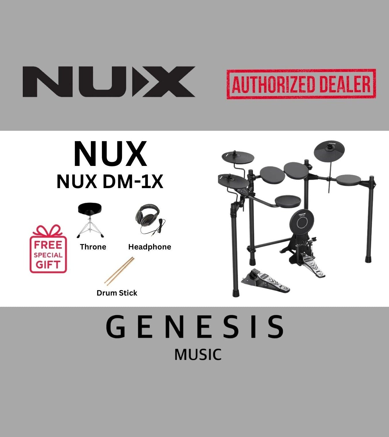 NUX-DM1X 5-PIECE DIGITAL ELECTRONIC DRUM SET