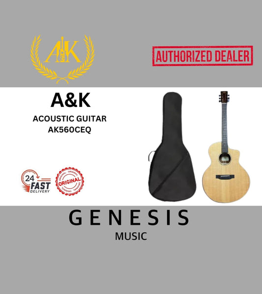 A&K 41" ACOUSTIC GUITAR | SOLID SPRUCE TOP | MAHOGANY BACK | W/ ARMREST | AK560CEQ