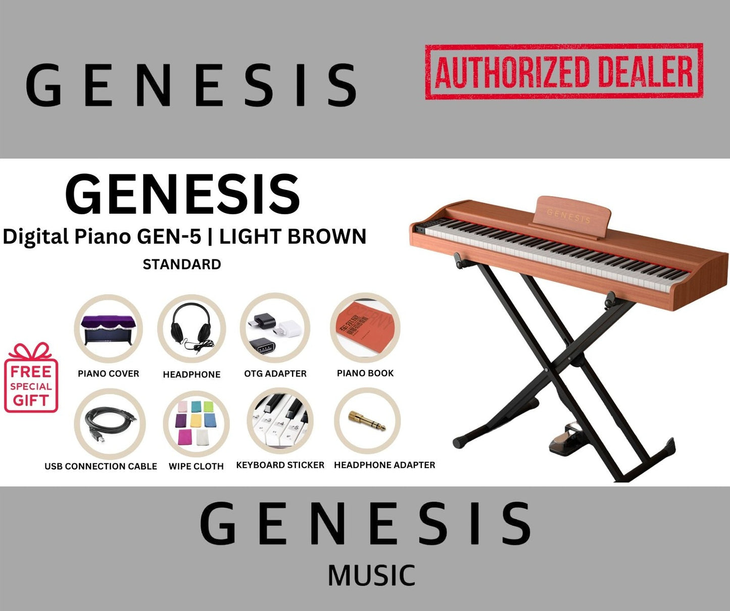 GENESIS DIGITAL PIANO-GEN 5 | LIGHT BROWN