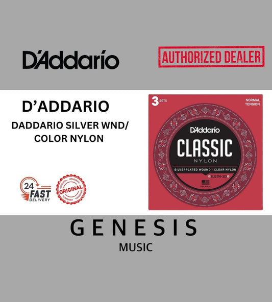 DADDARIO SILVER WND/ COLOR NYLON