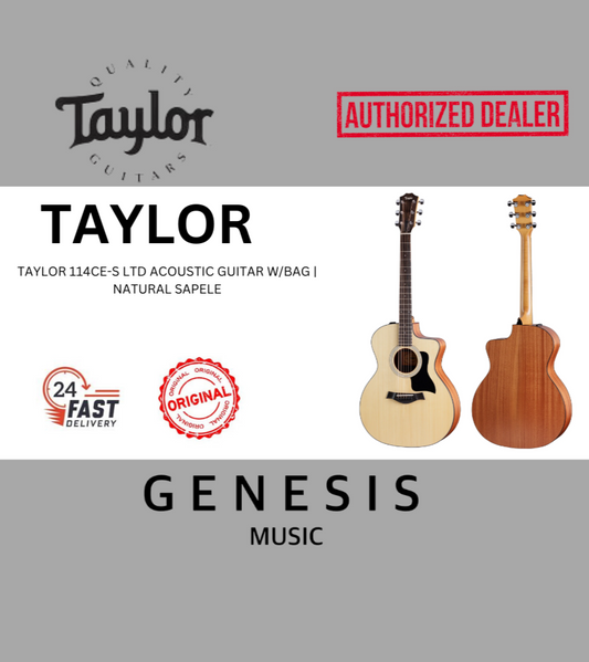 TAYLOR 114CE-S LTD ACOUSTIC GUITAR W/BAG | NATURAL SAPELE