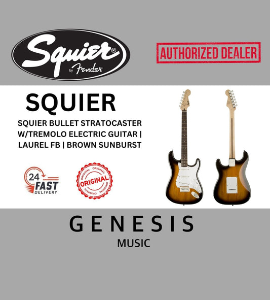 SQUIER BULLET STRATOCASTER W/TREMOLO ELECTRIC GUITAR | LAUREL FB | BROWN SUNBURST