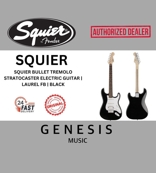 SQUIER BULLET TREMOLO STRATOCASTER ELECTRIC GUITAR | LAUREL FB | BLACK