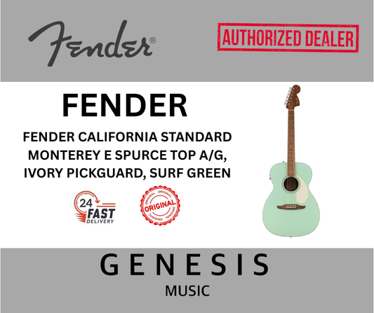 FENDER CALIFORNIA STANDARD MONTEREY E SPURCE TOP A/G, IVORY PICKGUARD, SURF GREEN