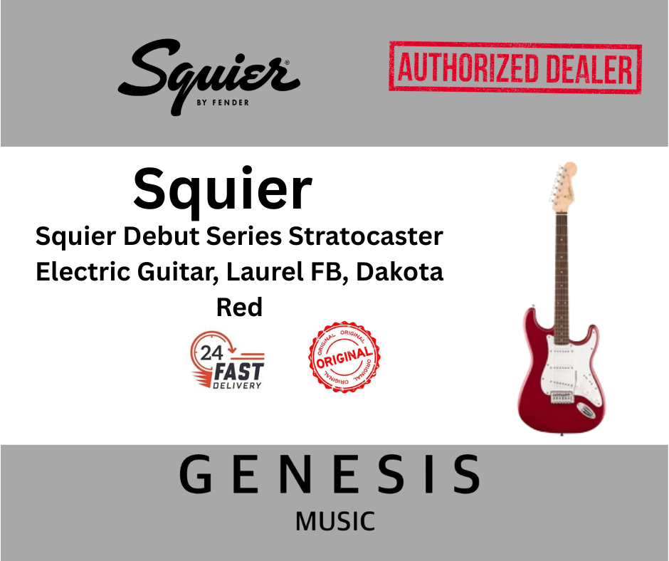 Squier Debut Series Stratocaster Electric Guitar, Laurel FB, Dakota Red