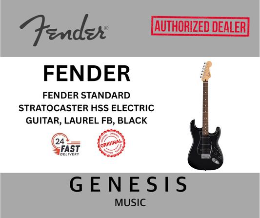 FENDER STANDARD STRATOCASTER HSS ELECTRIC GUITAR, LAUREL FB, BLACK