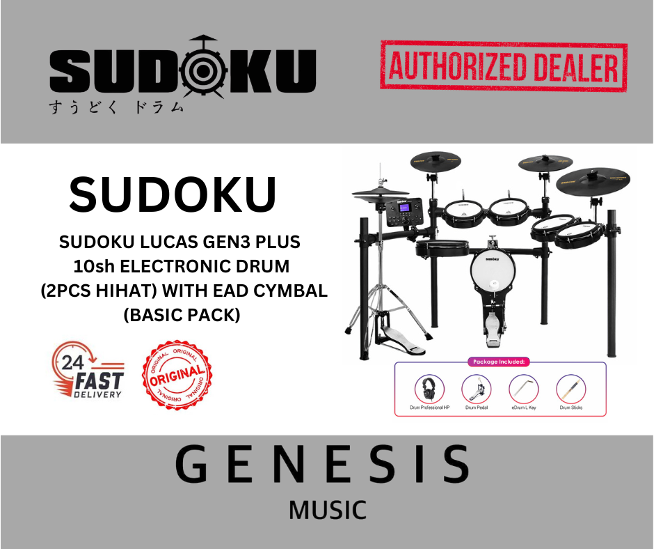 SUDOKU LUCAS GEN3 PLUS 10sh ELECTRONIC DRUM (2PCS HIHAT) WITH EAD CYMBAL (BASIC PACK)