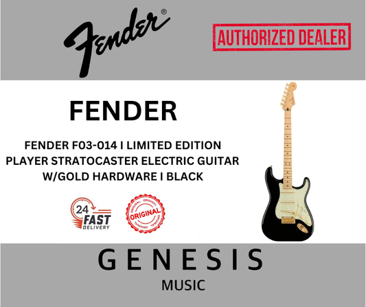 FENDER F03-014 I LIMITED EDITION PLAYER STRATOCASTER ELECTRIC GUITAR  W/GOLD HARDWARE I BLACK