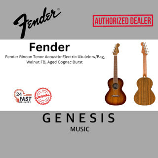 FENDER RINCON TENOR ACOUSTIC-ELECTRIC UKULELE W/BAG | WALNUT FB | AGED COGNAC BURST