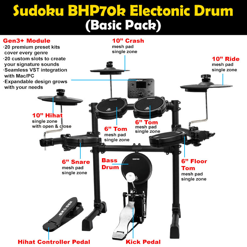 SUDOKU BHP70K ELECTRONIC DRUM (STUDENT PACK)